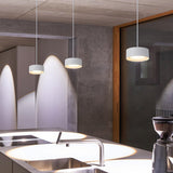 Contemporary Minimalist Iron Round Chandelier with Acrylic Shade for Dining Room and Living Room
