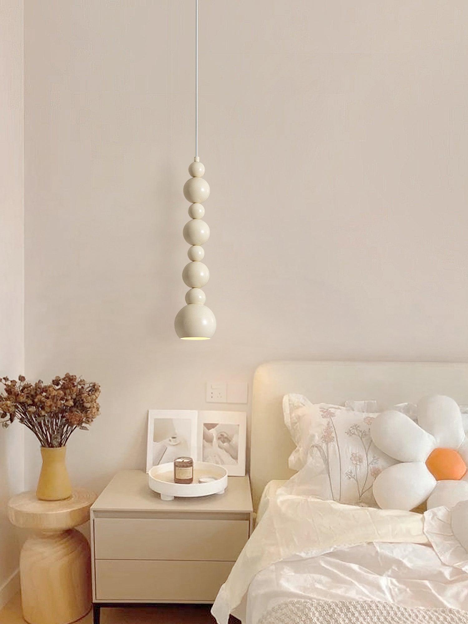 Contemporary Minimalist Sphere Ball Hanging Lamp in Beige Metal Finish