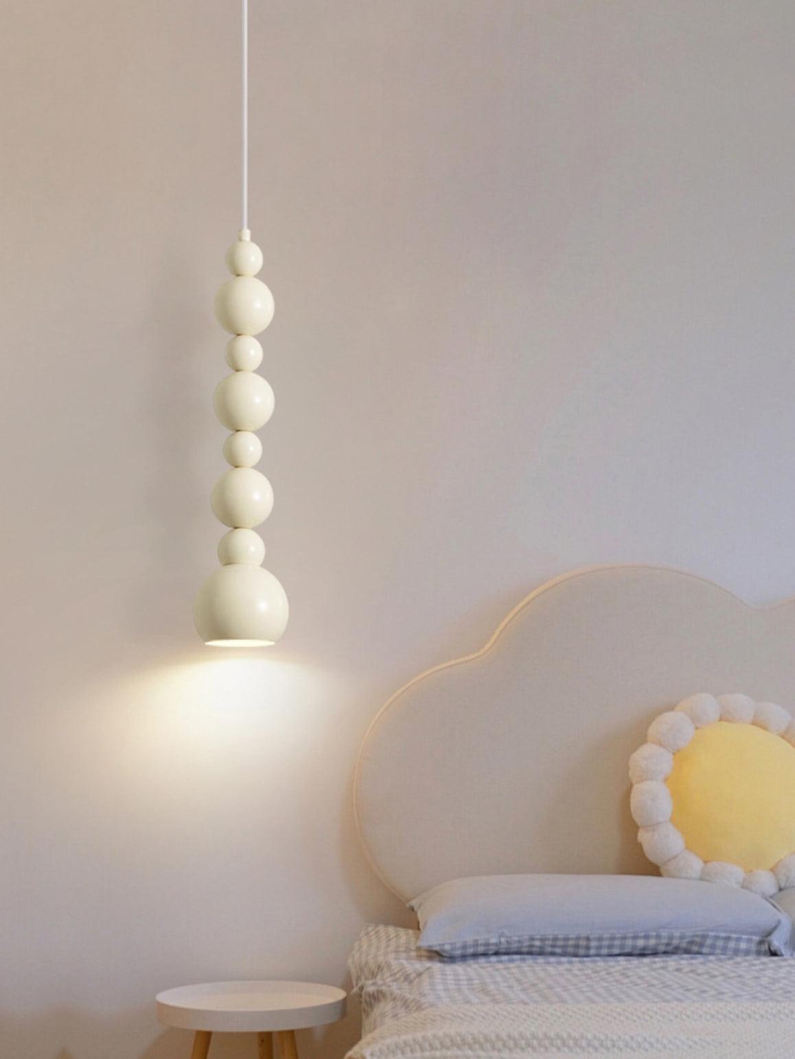 Contemporary Minimalist Sphere Ball Hanging Lamp in Beige Metal Finish
