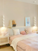Contemporary Minimalist Sphere Ball Hanging Lamp in Beige Metal Finish