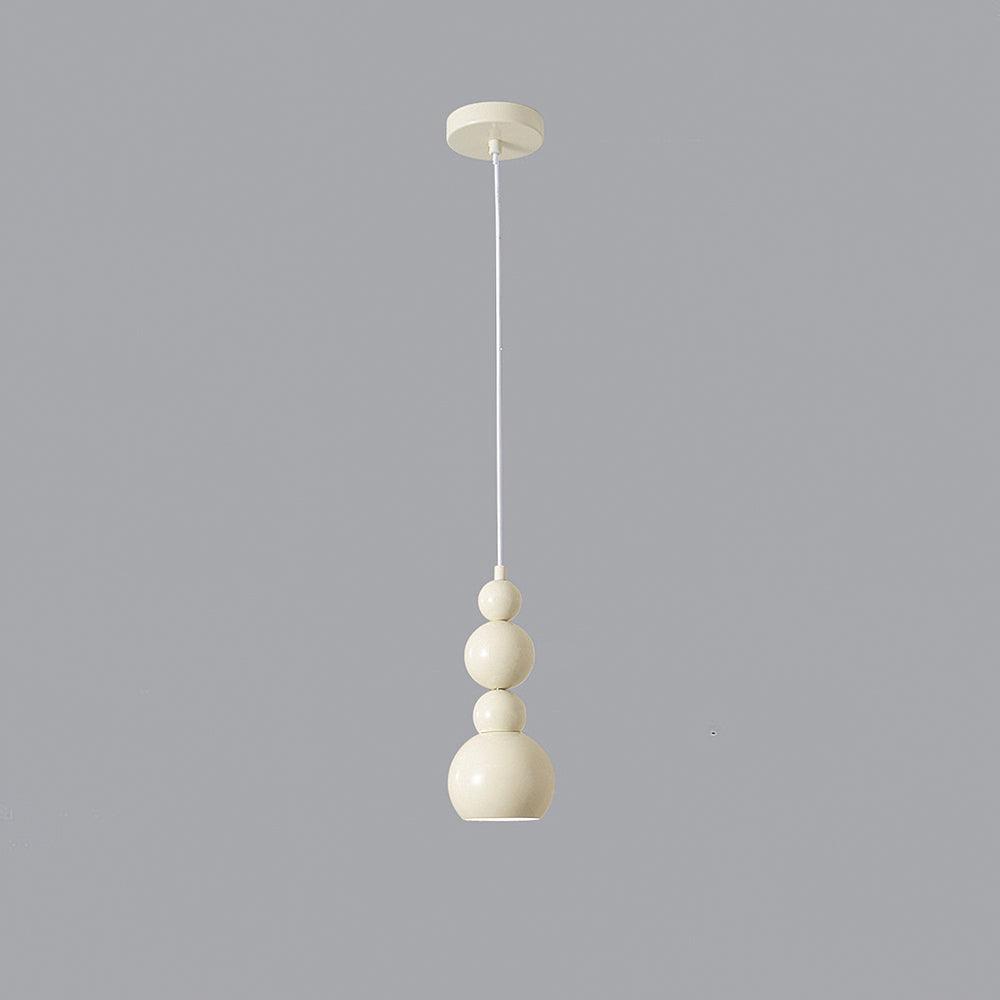 Contemporary Minimalist Sphere Ball Hanging Lamp in Beige Metal Finish
