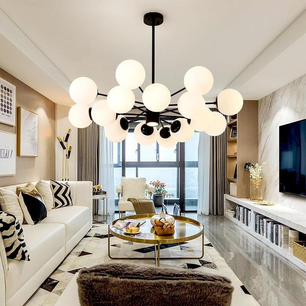 Contemporary Nordic Glass Globe Cluster Chandelier for Modern Entryway and Living Room Lighting