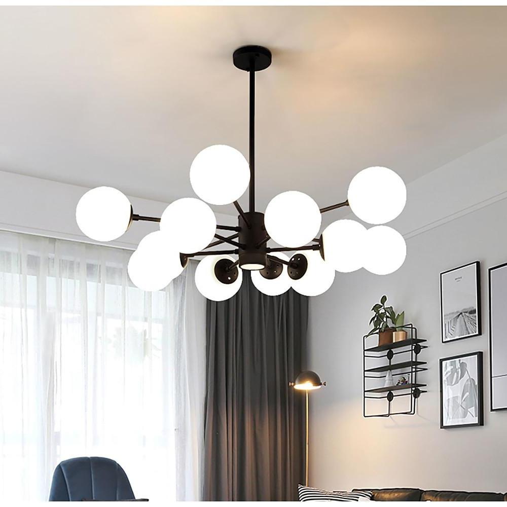 Contemporary Nordic Glass Globe Cluster Chandelier for Modern Entryway and Living Room Lighting