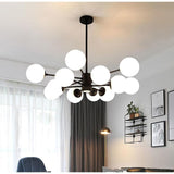 Contemporary Nordic Glass Globe Cluster Chandelier for Modern Entryway and Living Room Lighting