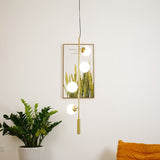 Contemporary Orb Glass Globe Vertical Pendant Light Brass and Glass Multi Light Fixture