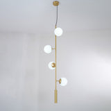 Contemporary Orb Glass Globe Vertical Pendant Light Brass and Glass Multi Light Fixture