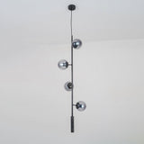 Contemporary Orb Glass Globe Vertical Pendant Light Brass and Glass Multi Light Fixture
