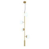 Contemporary Orb Glass Globe Vertical Pendant Light Brass and Glass Multi Light Fixture