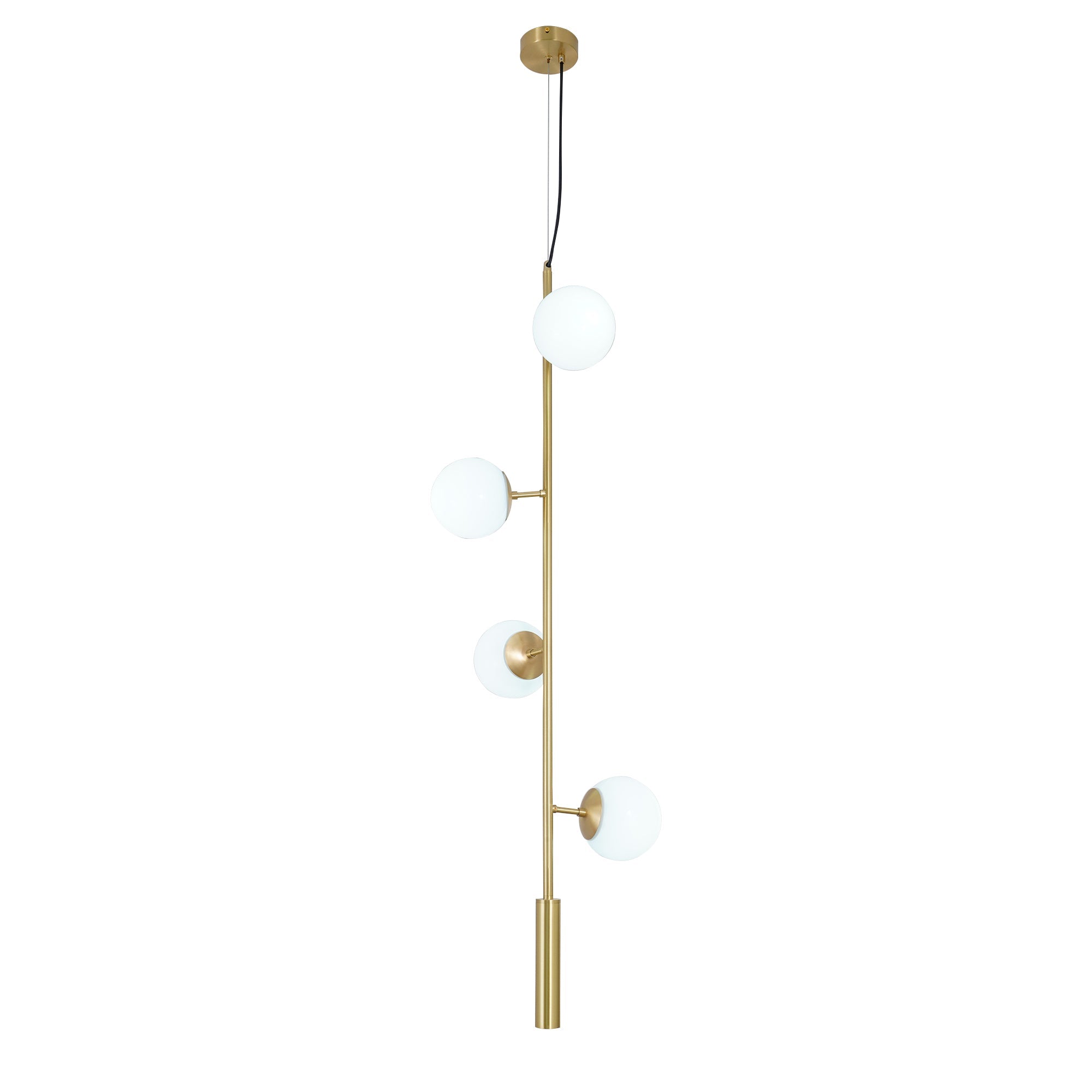 Contemporary Orb Glass Globe Vertical Pendant Light Brass and Glass Multi Light Fixture
