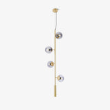 Contemporary Orb Glass Globe Vertical Pendant Light Brass and Glass Multi Light Fixture