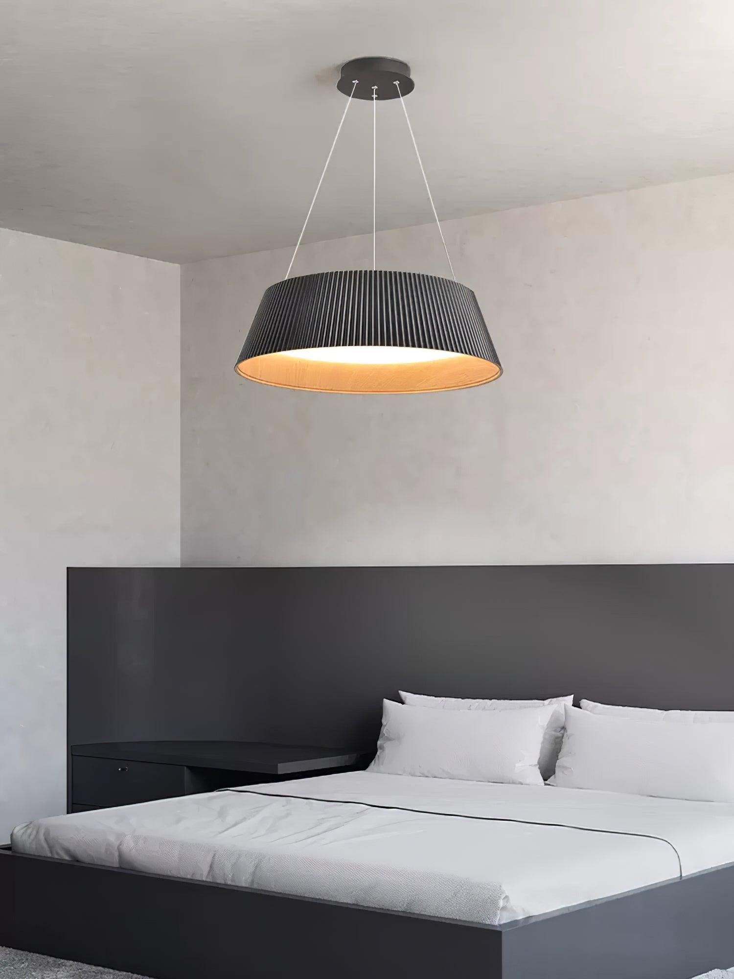 Contemporary Ribbed Metal LED Pendant Light with Acrylic Diffuser and Adjustable Cable