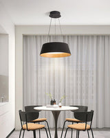 Contemporary Ribbed Metal LED Pendant Light with Acrylic Diffuser and Adjustable Cable