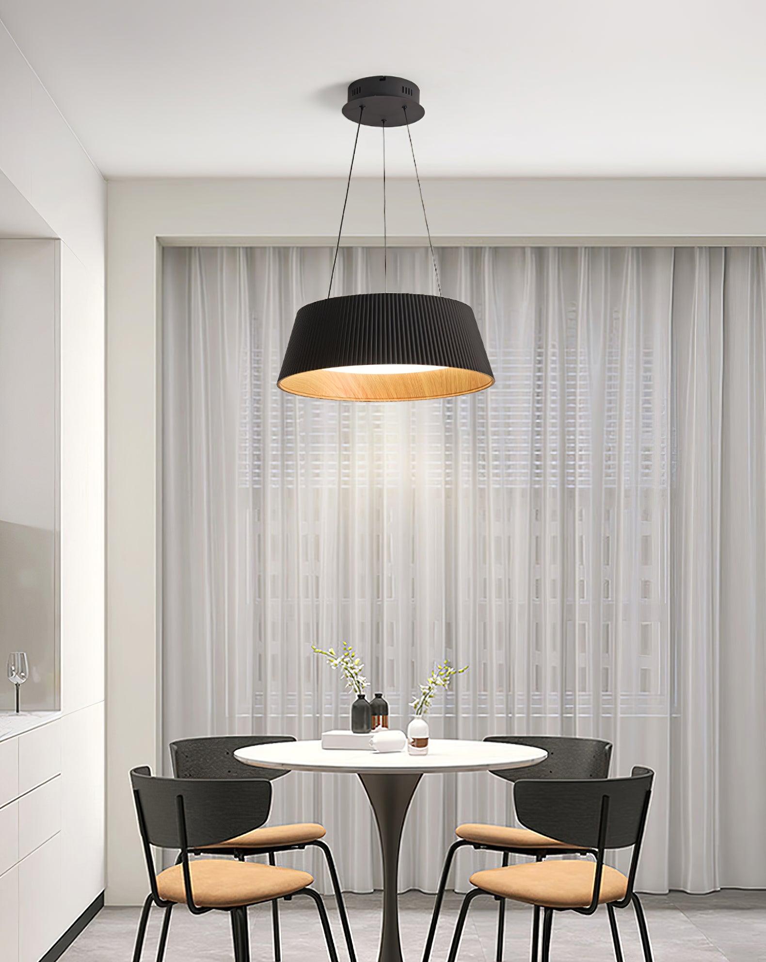 Contemporary Ribbed Metal LED Pendant Light with Acrylic Diffuser and Adjustable Cable