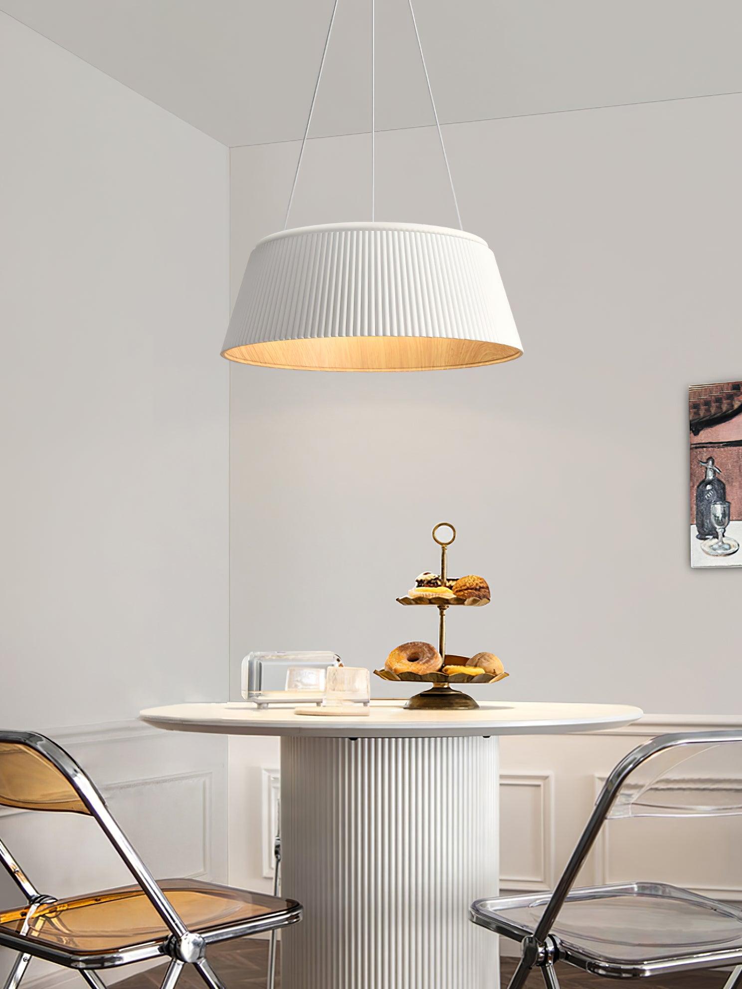 Contemporary Ribbed Metal LED Pendant Light with Acrylic Diffuser and Adjustable Cable