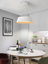 Contemporary Ribbed Metal LED Pendant Light with Acrylic Diffuser and Adjustable Cable