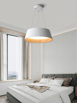 Contemporary Ribbed Metal LED Pendant Light with Acrylic Diffuser and Adjustable Cable