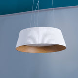 Contemporary Ribbed Metal LED Pendant Light with Acrylic Diffuser and Adjustable Cable