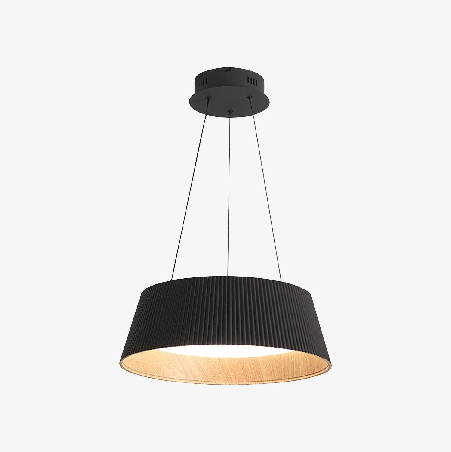 Contemporary Ribbed Metal LED Pendant Light with Acrylic Diffuser and Adjustable Cable