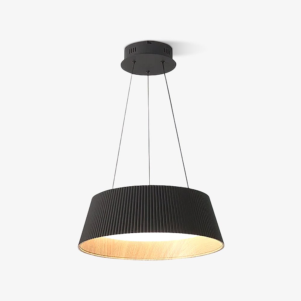 Contemporary Ribbed Metal LED Pendant Light with Acrylic Diffuser and Adjustable Cable