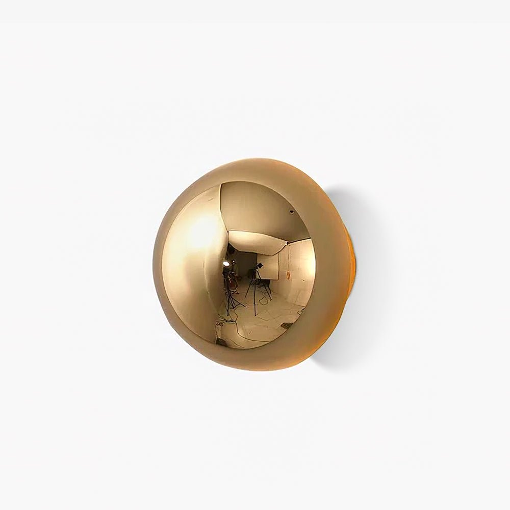 Contemporary Sphere Wall Lamp with Mirror Finish Glossy Gold LED Sconce for Home Interior