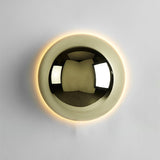 Contemporary Sphere Wall Lamp with Mirror Finish Glossy Gold LED Sconce for Home Interior