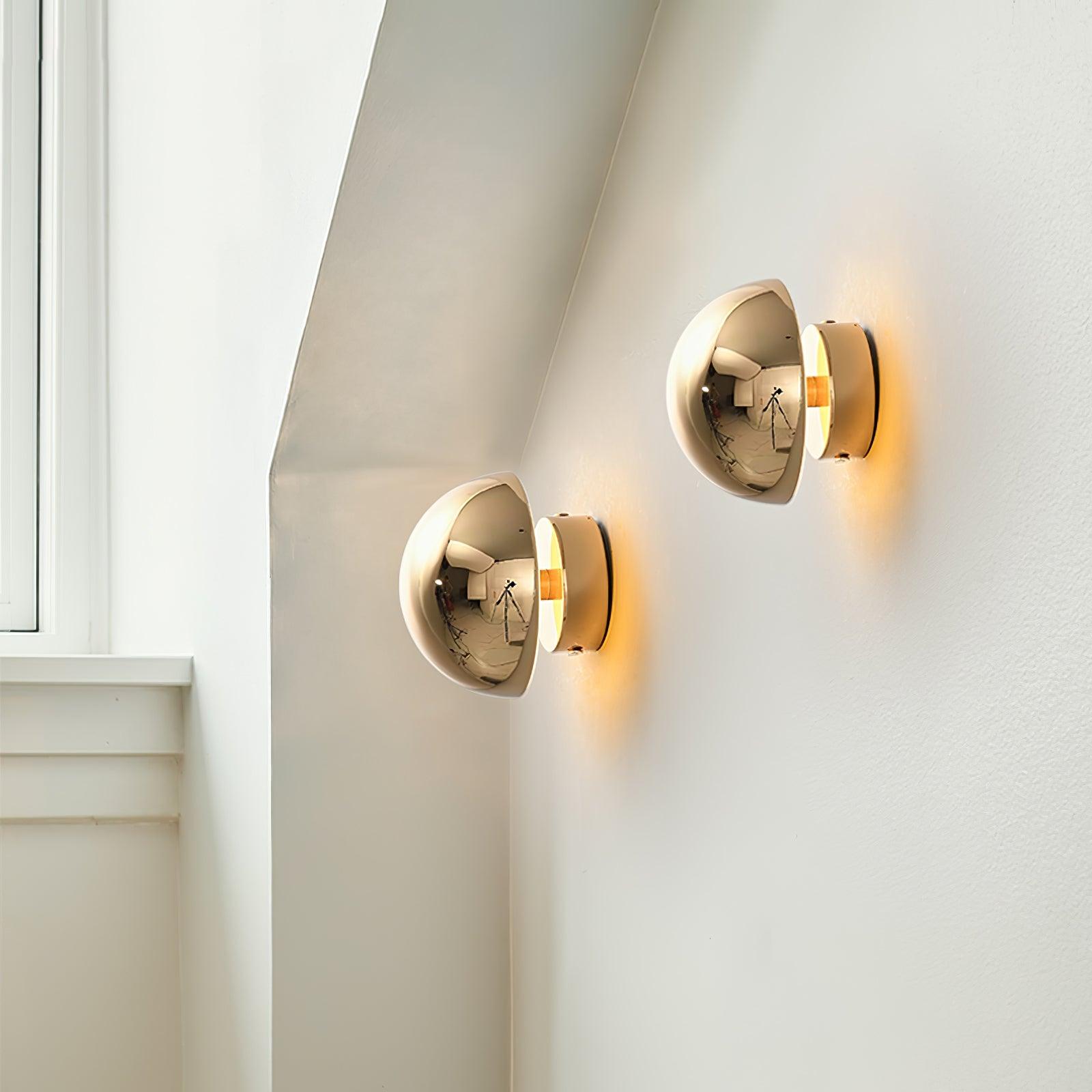 Contemporary Sphere Wall Lamp with Mirror Finish Glossy Gold LED Sconce for Home Interior