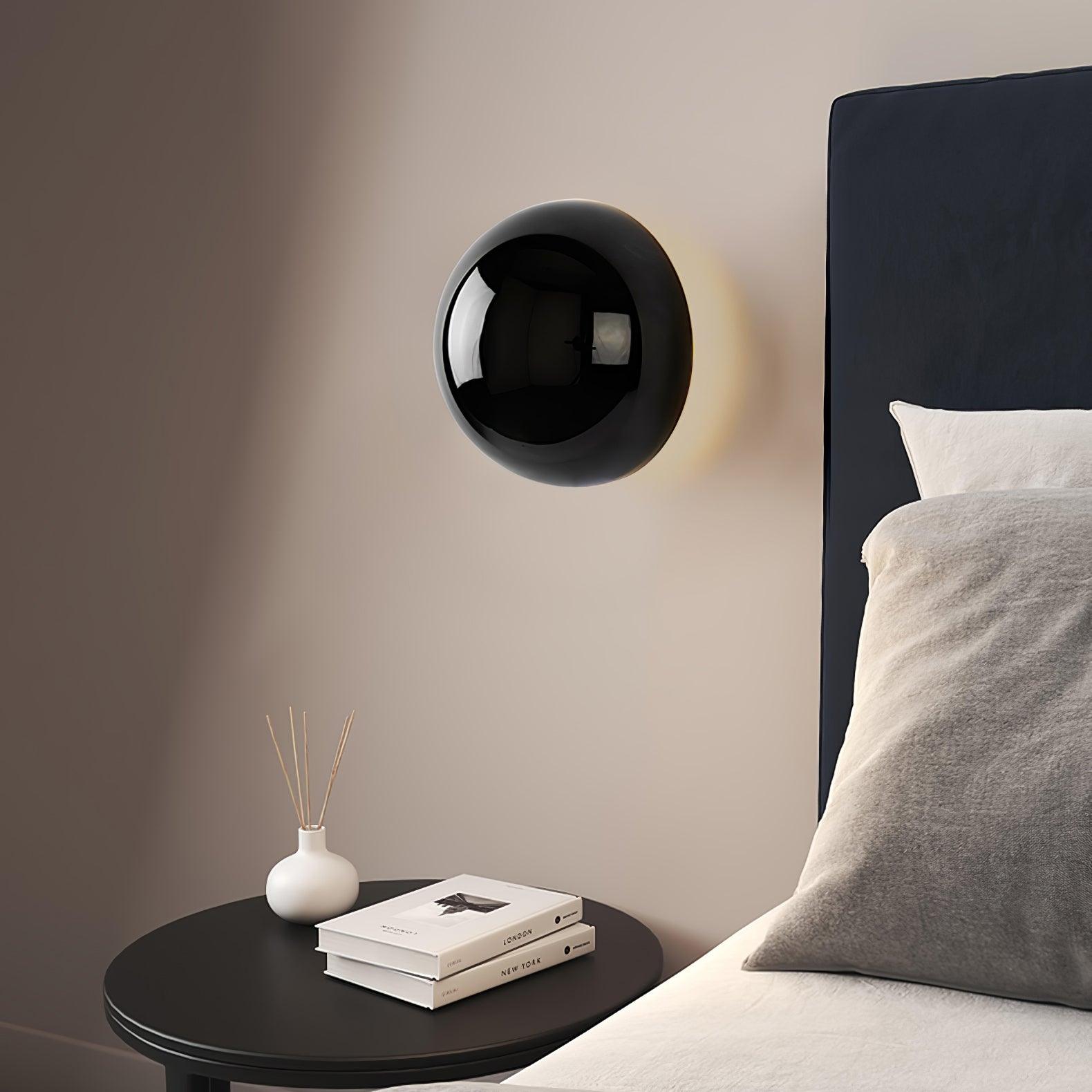 Contemporary Sphere Wall Lamp with Mirror Finish Glossy Gold LED Sconce for Home Interior