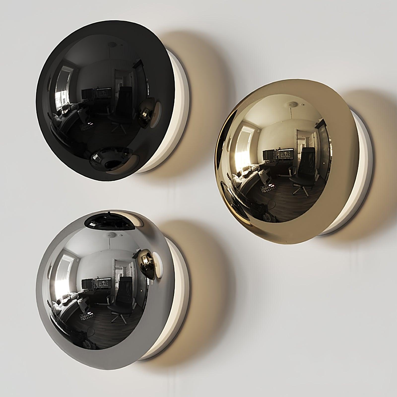 Contemporary Sphere Wall Lamp with Mirror Finish Glossy Gold LED Sconce for Home Interior