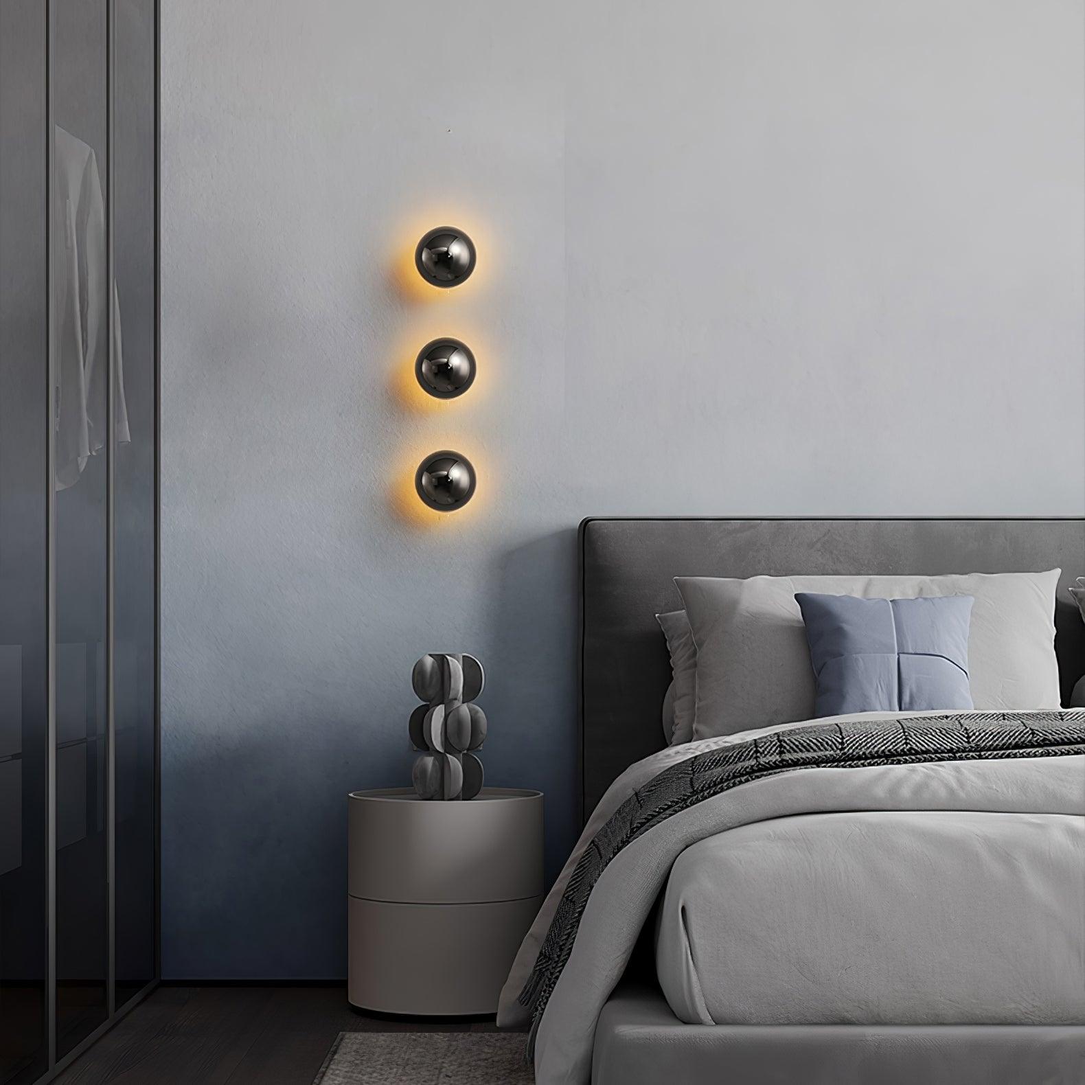 Contemporary Sphere Wall Lamp with Mirror Finish Glossy Gold LED Sconce for Home Interior