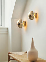 Contemporary Sphere Wall Lamp with Mirror Finish Glossy Gold LED Sconce for Home Interior