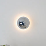 Contemporary Sphere Wall Lamp with Mirror Finish Glossy Gold LED Sconce for Home Interior
