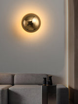 Contemporary Sphere Wall Lamp with Mirror Finish Glossy Gold LED Sconce for Home Interior