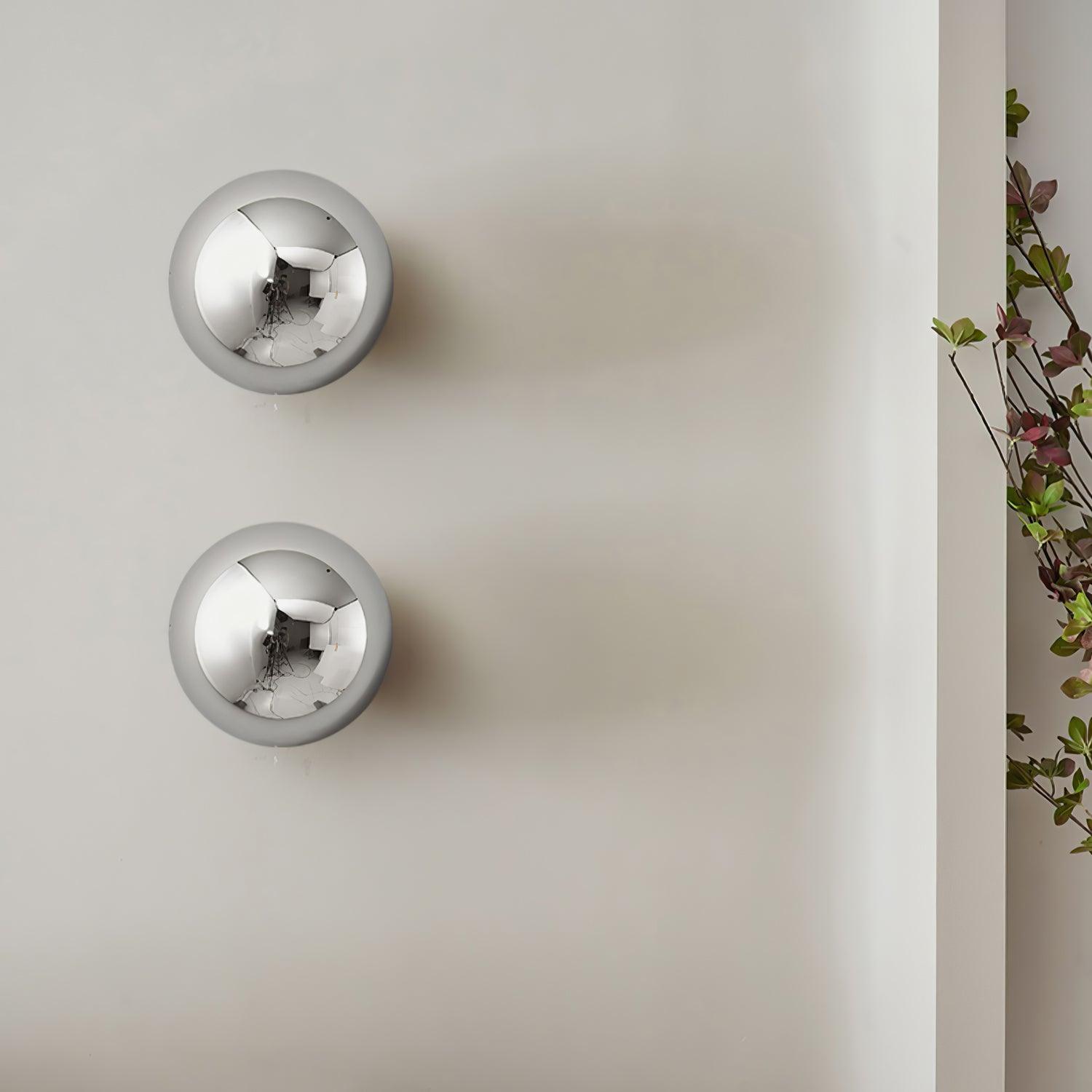 Contemporary Sphere Wall Lamp with Mirror Finish Glossy Gold LED Sconce for Home Interior