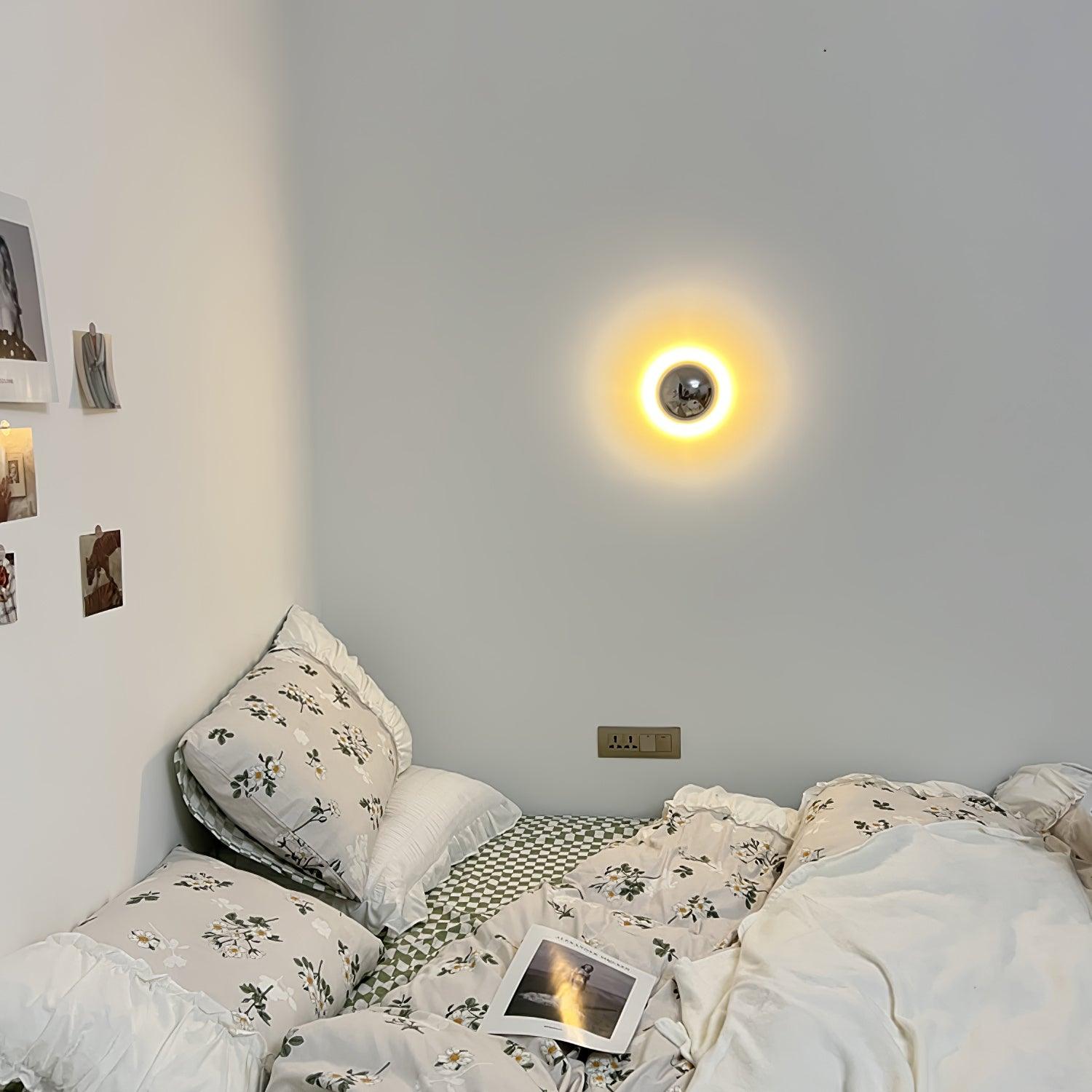 Contemporary Sphere Wall Lamp with Mirror Finish Glossy Gold LED Sconce for Home Interior