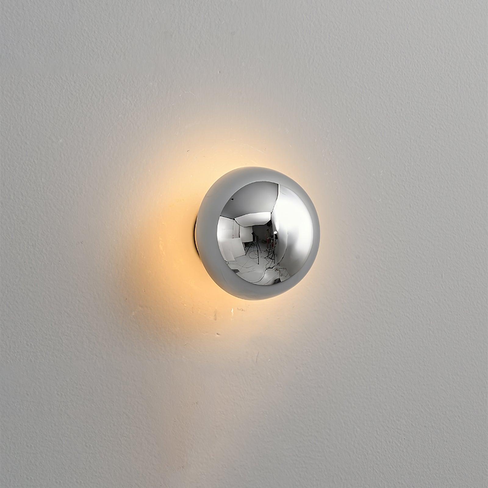 Contemporary Sphere Wall Lamp with Mirror Finish Glossy Gold LED Sconce for Home Interior