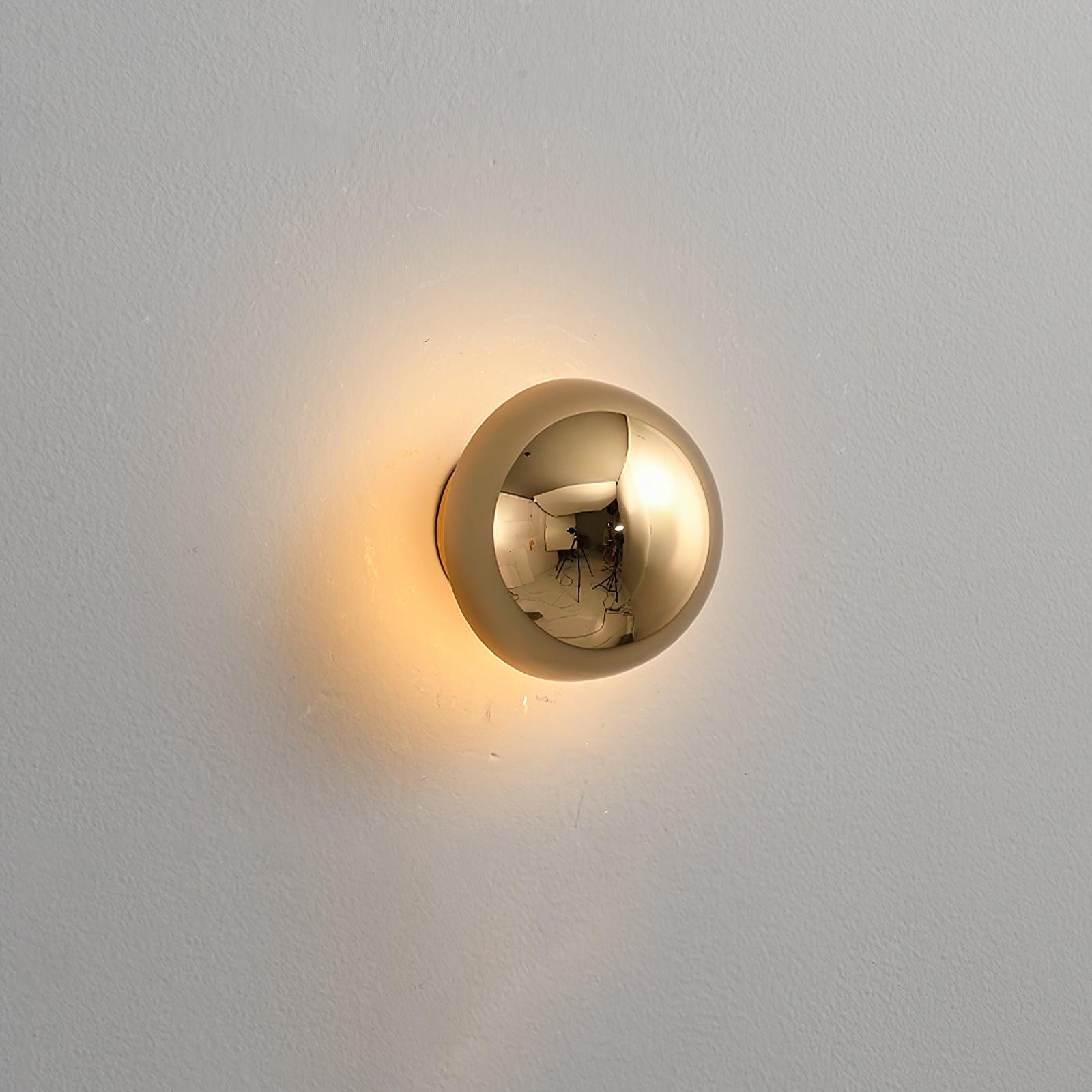Contemporary Sphere Wall Lamp with Mirror Finish Glossy Gold LED Sconce for Home Interior