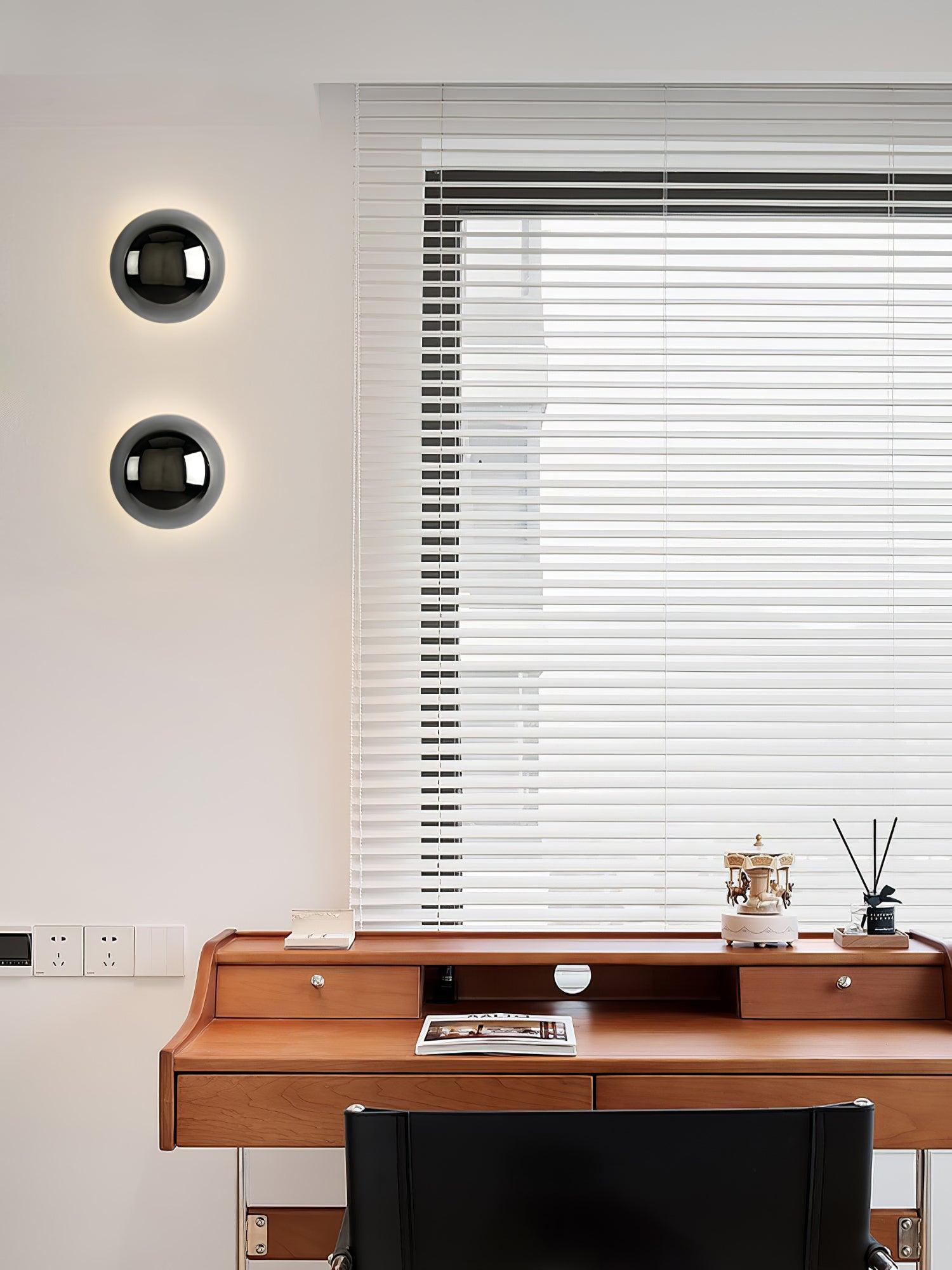 Contemporary Sphere Wall Lamp with Mirror Finish Glossy Gold LED Sconce for Home Interior