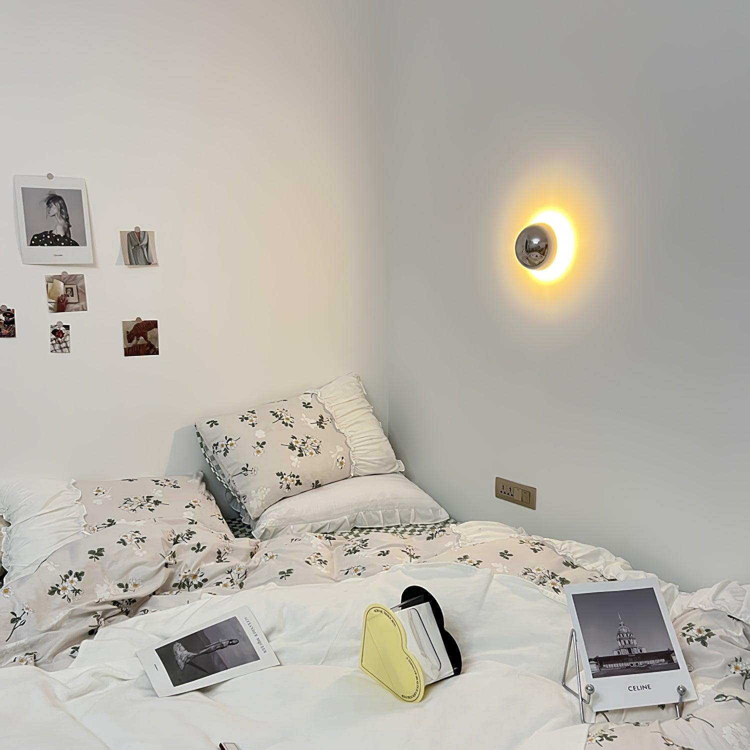 Contemporary Sphere Wall Lamp with Mirror Finish Glossy Gold LED Sconce for Home Interior