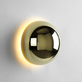 Contemporary Sphere Wall Lamp with Mirror Finish Glossy Gold LED Sconce for Home Interior