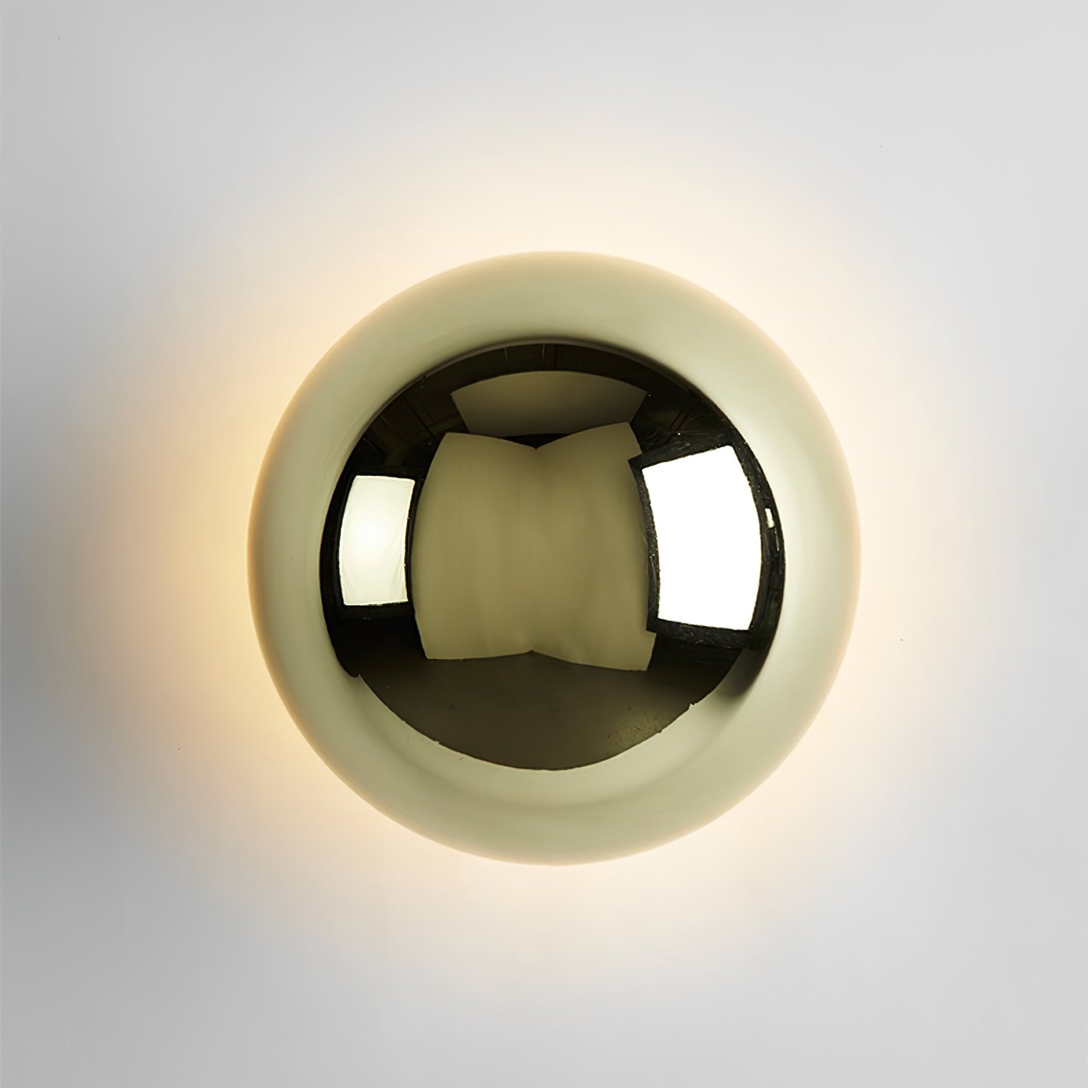 Contemporary Sphere Wall Lamp with Mirror Finish Glossy Gold LED Sconce for Home Interior
