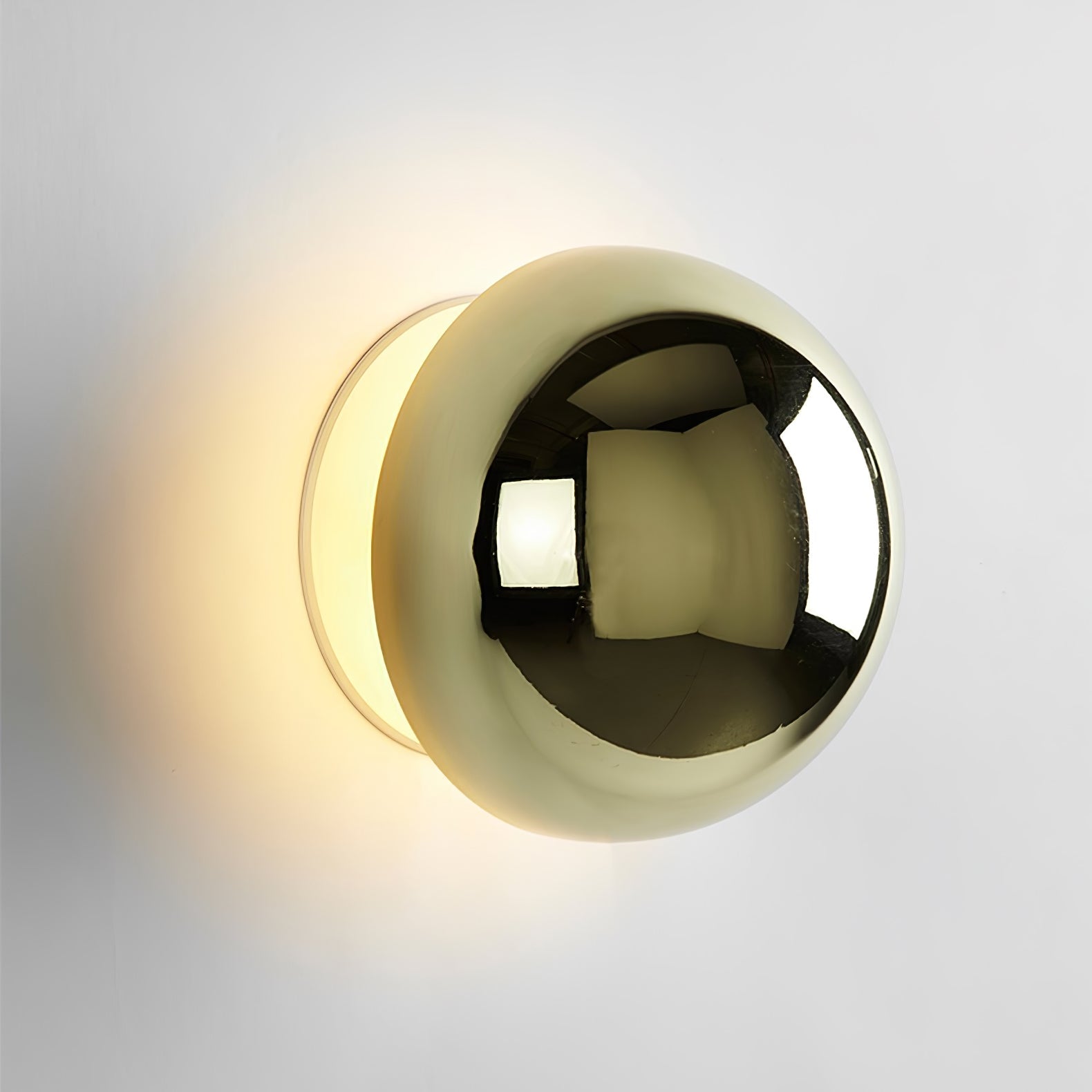 Contemporary Sphere Wall Lamp with Mirror Finish Glossy Gold LED Sconce for Home Interior