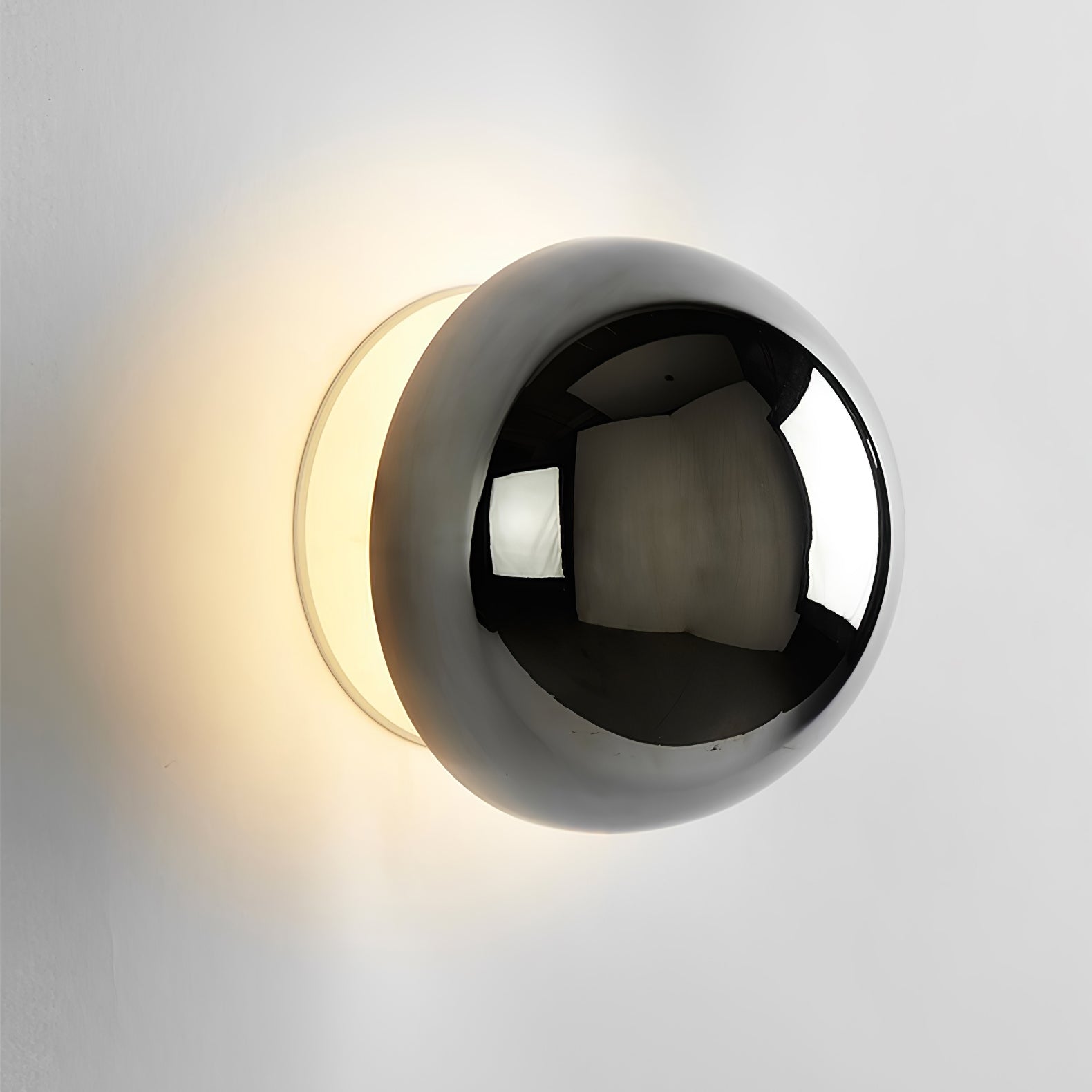 Contemporary Sphere Wall Lamp with Mirror Finish Glossy Gold LED Sconce for Home Interior