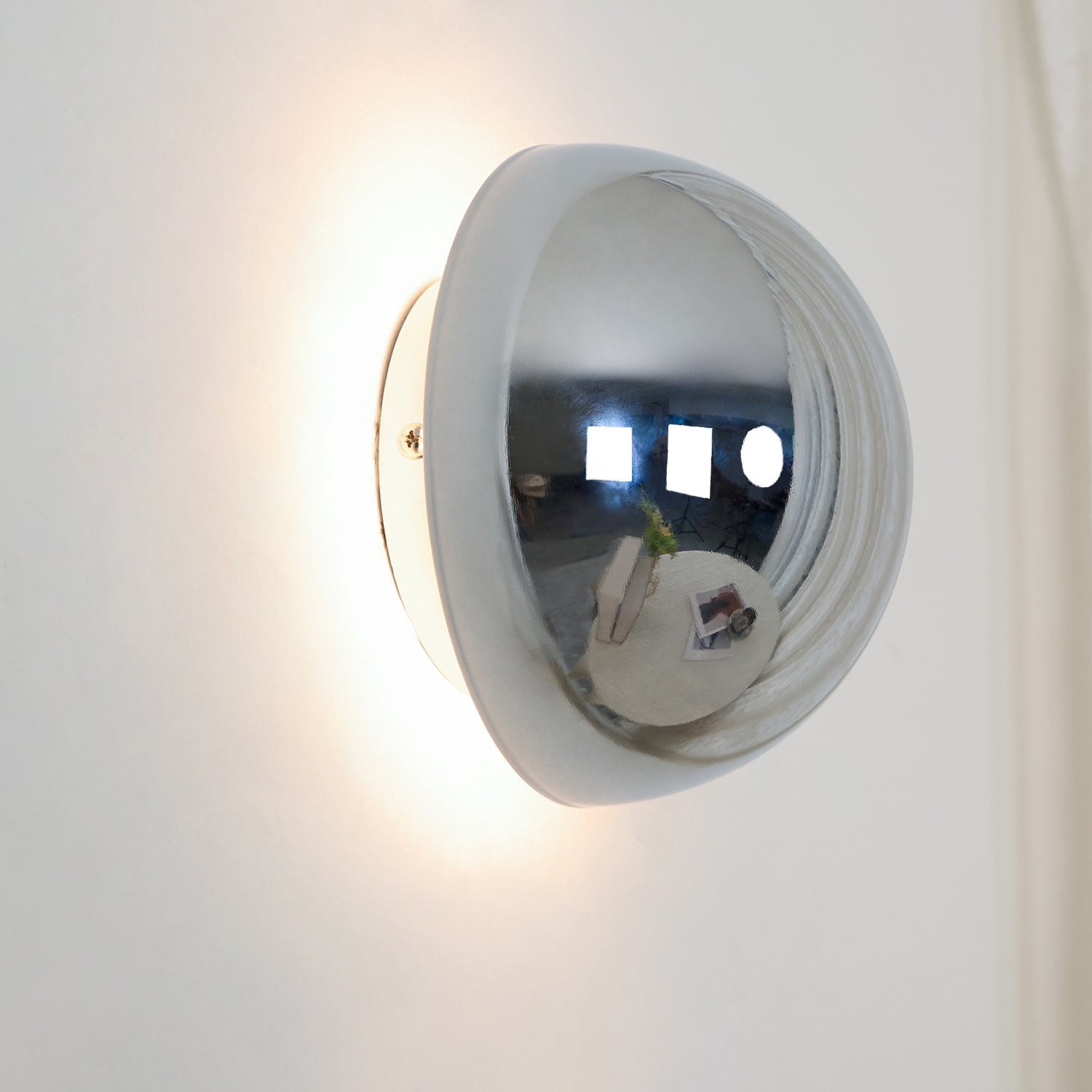 Contemporary Sphere Wall Lamp with Mirror Finish Glossy Gold LED Sconce for Home Interior