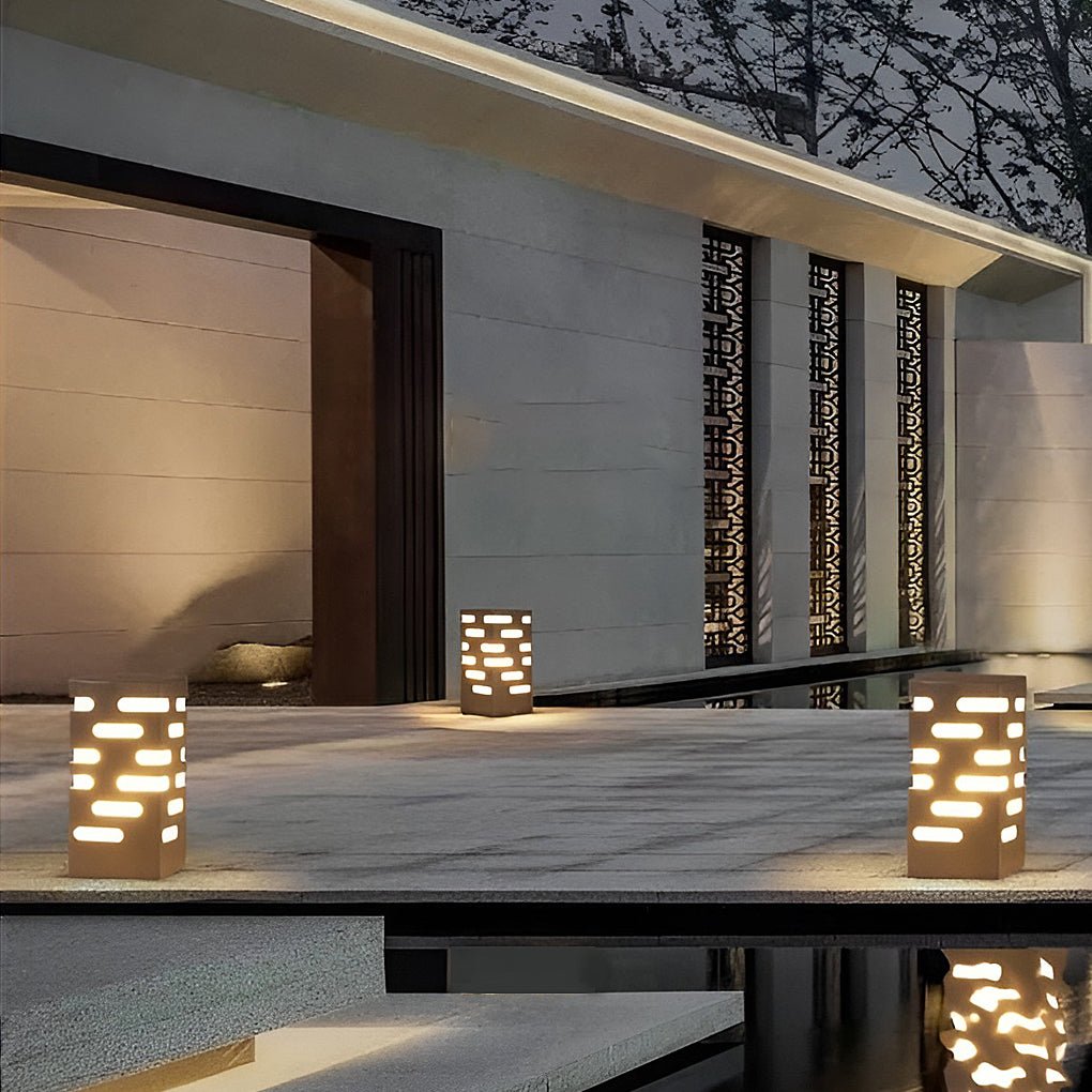 Contemporary Stainless Steel Outdoor Pillar Lights for Garden Pathways and Courtyards