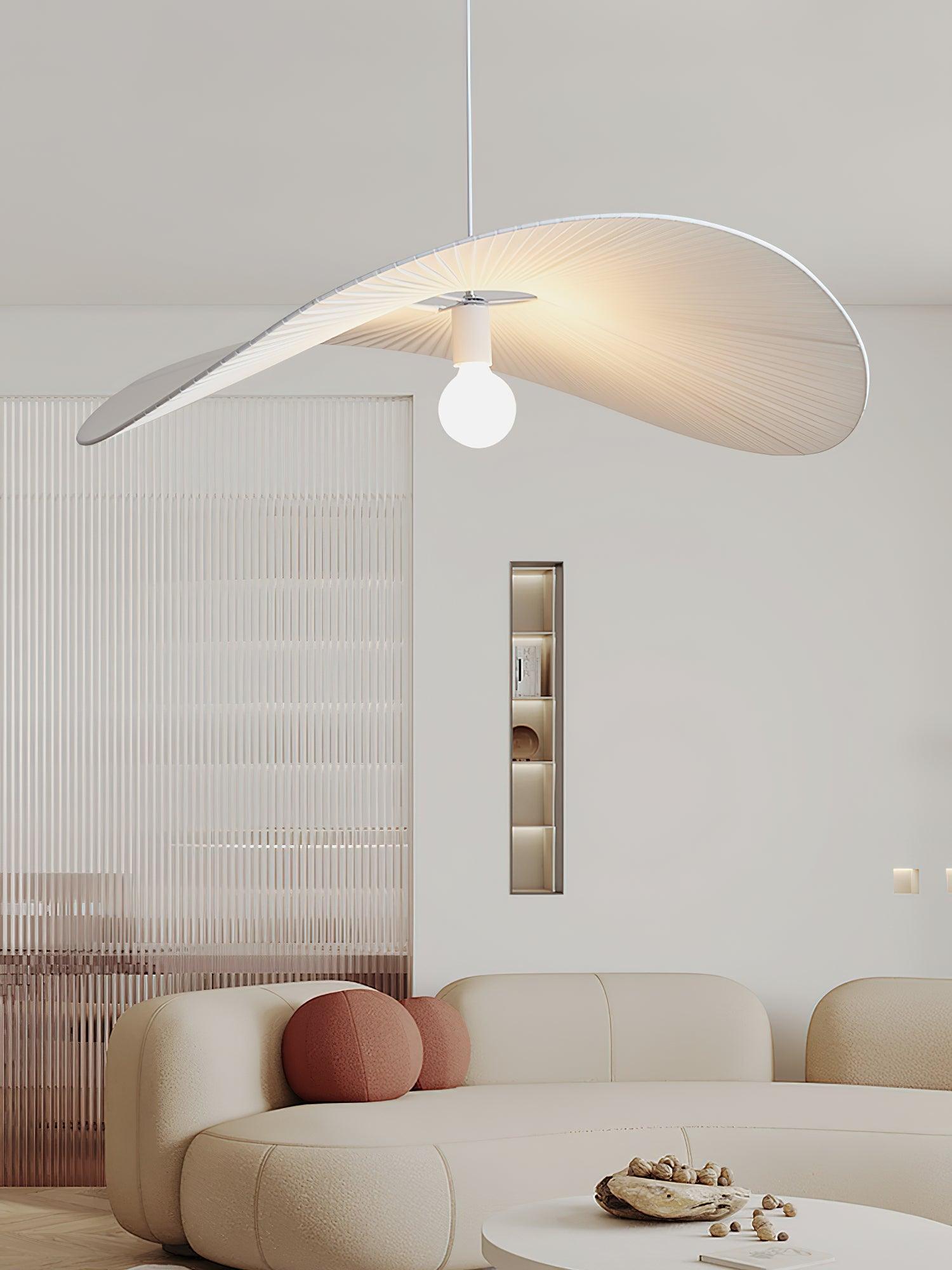 Contemporary Wavy Ribbon Fabric Pendant Light Mediterrania Style Chandelier for Living Space