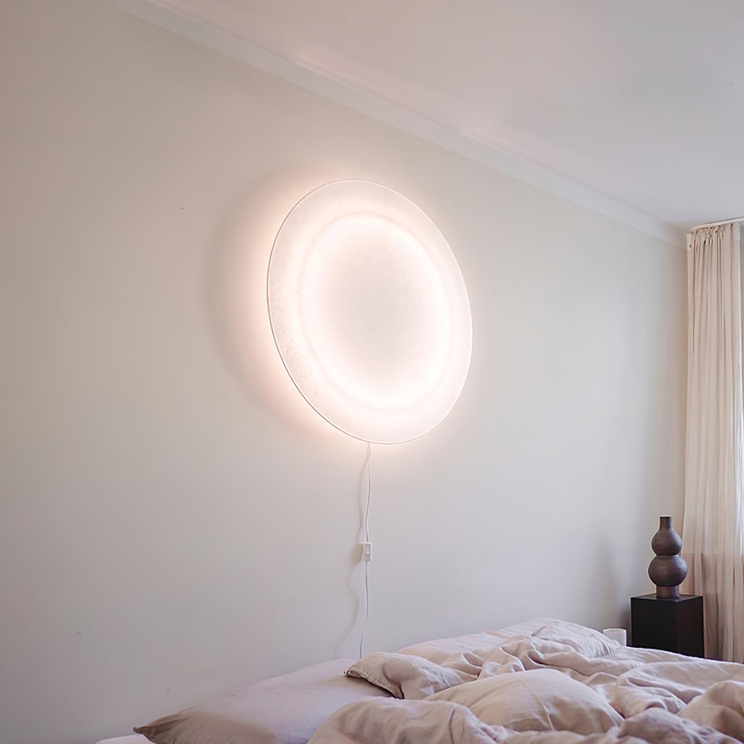 Contemporary White LED Sconce Wall Light with Soft Diffused Paper Shade Set of 2