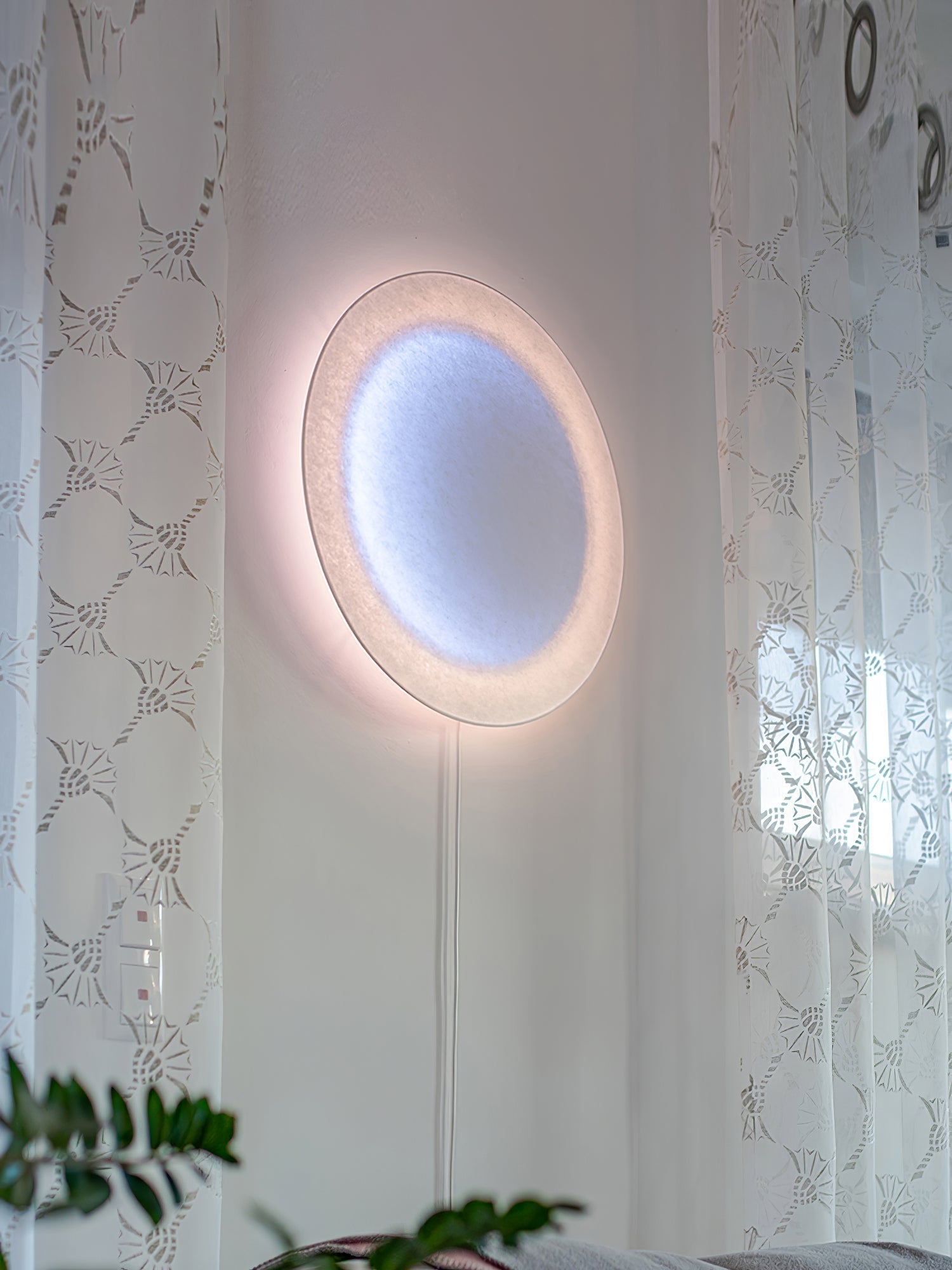 Contemporary White LED Sconce Wall Light with Soft Diffused Paper Shade Set of 2