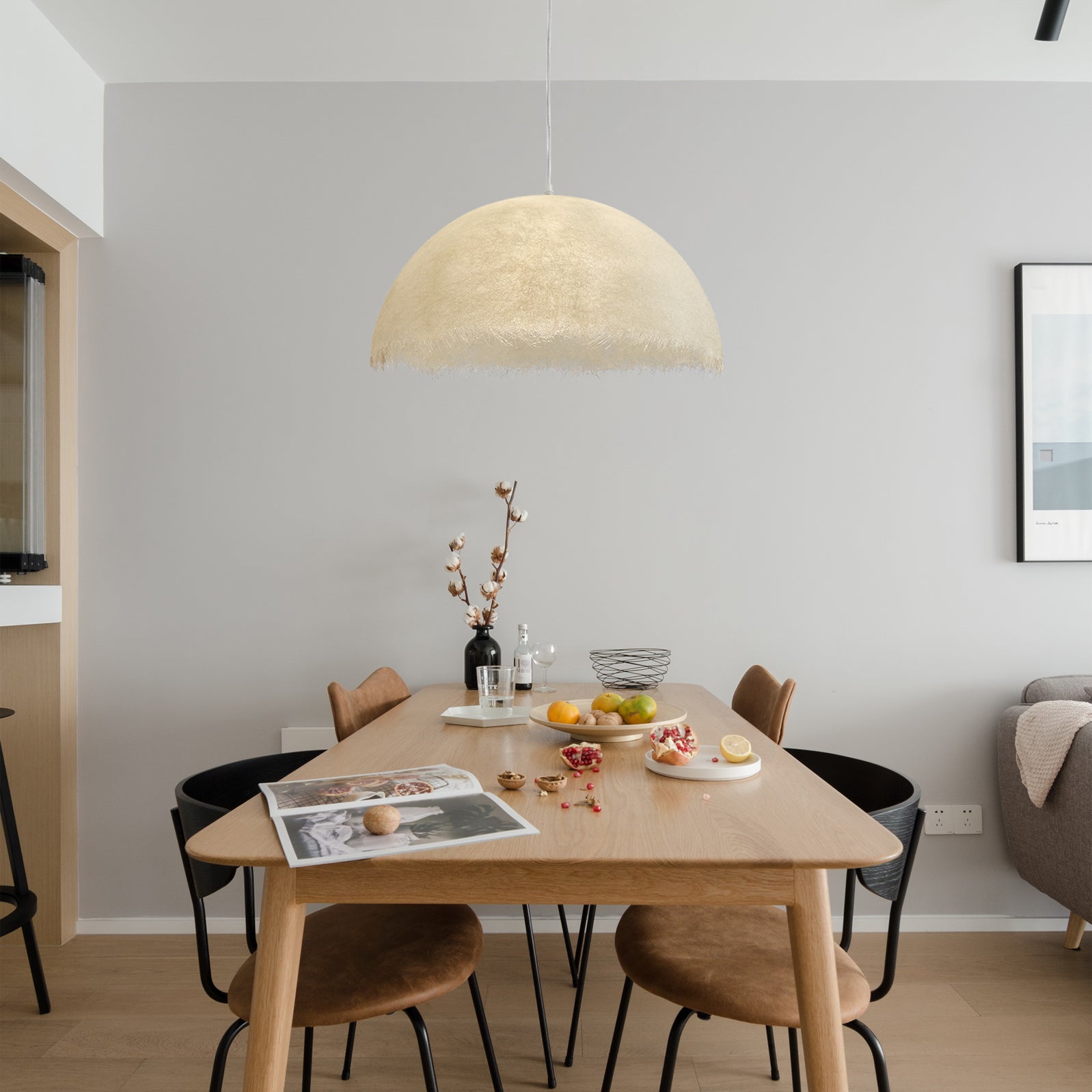 Contemporary White Textured Resin Pendant Light Artistic Hanging Ceiling Lamp