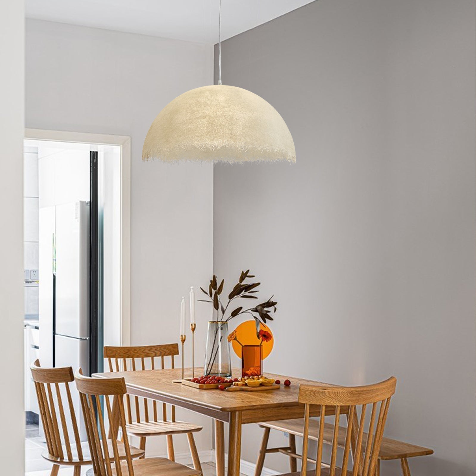 Contemporary White Textured Resin Pendant Light Artistic Hanging Ceiling Lamp