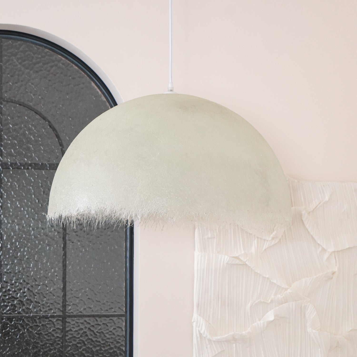 Contemporary White Textured Resin Pendant Light Artistic Hanging Ceiling Lamp